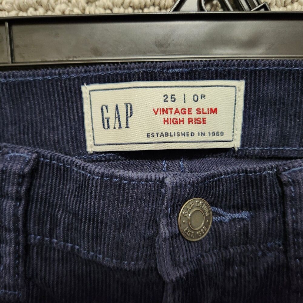 GAP Women's Blue Vintage Slim High Rise Corduroy Pants Size 25R - Picture 4 of 9